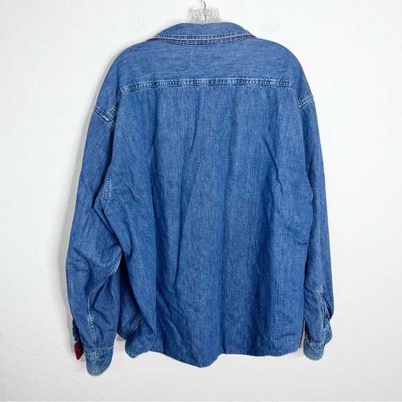 Vintage LL Bean Denim Shacket Shirt Mens XXL Blue Flannel Lined Jacket - Picture 4 of 10